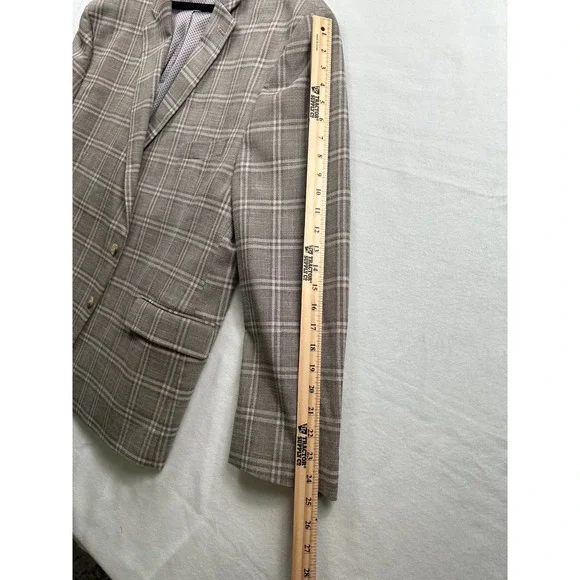 Shaquille Oneal Mens XLG Plaid Blazer Jacket Sport Coat Suit Separate Tan Gray - Picture 10 of 10